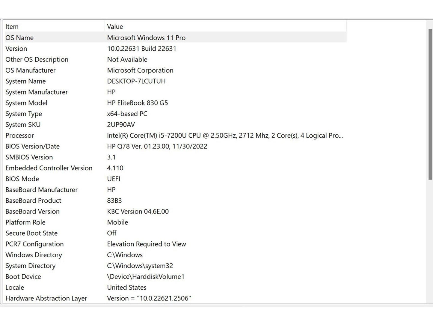 HP EliteBook 830 G5 | i5-7200U @ 2.50 GHz | 240GB SSD | 8GB RAM | Window 11 Pro Laptop